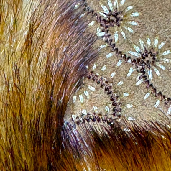 jacket NINE WEST faux suede & fur vintage Y2K embroidered pockets! cropped vegan - Picture 7 of 16